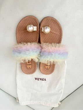 Vpada Rainbow Pastel Tulle Slide Sandals - new with dust bag